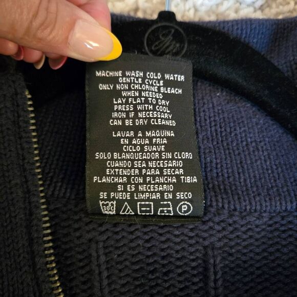 Vintage Y2K Ralph Lauren Polo Jeans Co. Navy 3/4 Zip Sweater Large - Picture 7 of 9